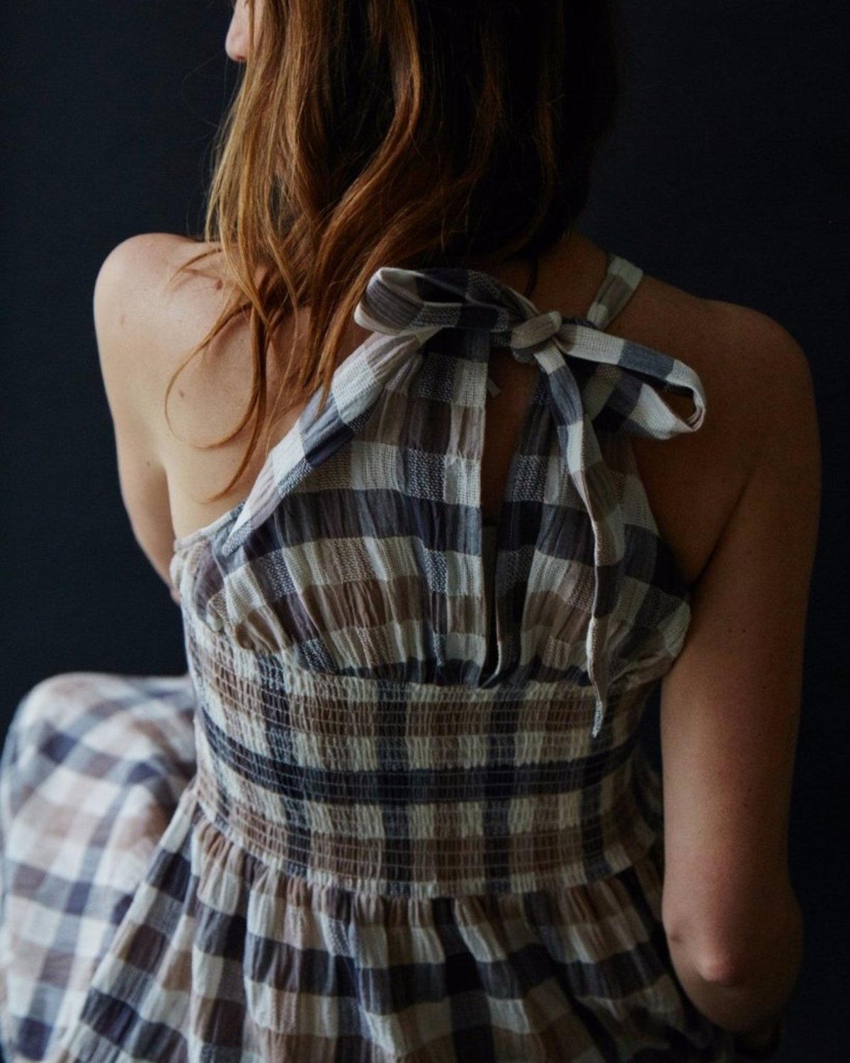 M.Patmos Rosa Seersucker Halter Dress | Garmentory