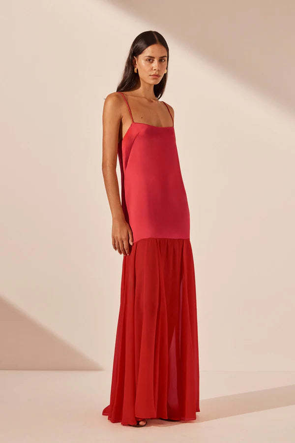 moraya dropped waist maxi dress Hire Shona Joy Moraya Dropped Waist Maxi Chill Red Size 10 From LONE Dress  Hire Bayside Melbourne – lonedresshire main image 0