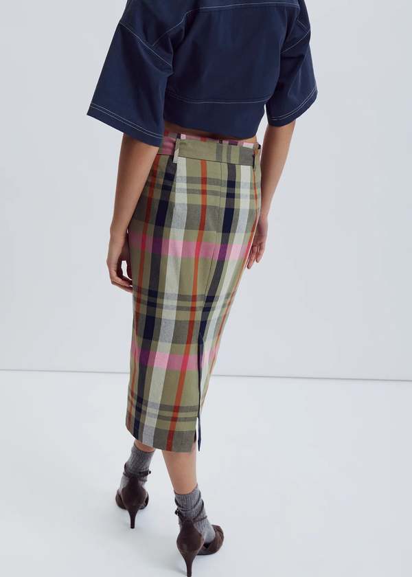 Eve Gravel Lizzie Plaid Midi Skirt