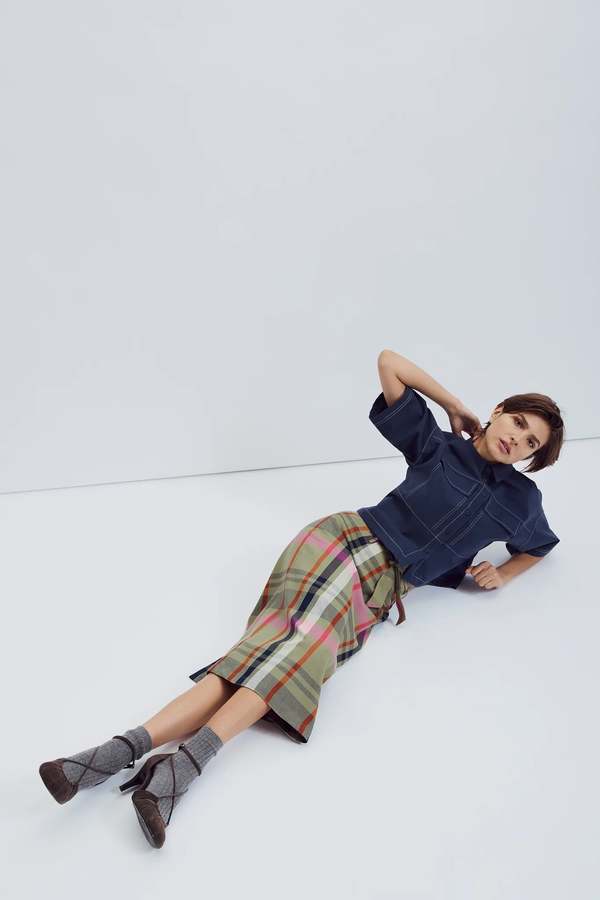 Eve Gravel Lizzie Plaid Midi Skirt