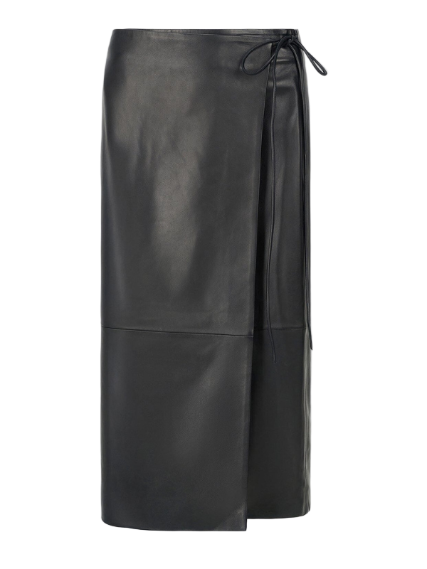 Staud Roman Leather Wrap Skirt