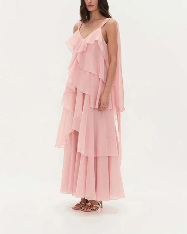 open lace back dress Soundscape Maxi Dress | Chalk Pink