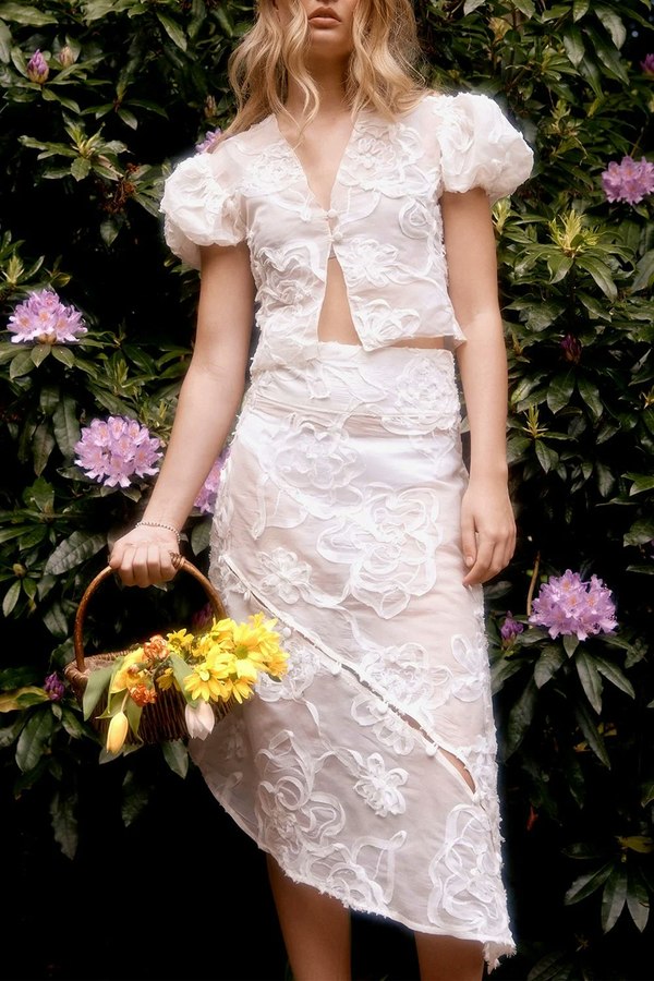 House of Sunny Casa Anglaise Skirt - Oat House of Sunny Casa Anglaise Skirt - Oat