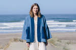 Happy French Gang Indigo Light Waves Coat - Thumbnail 3