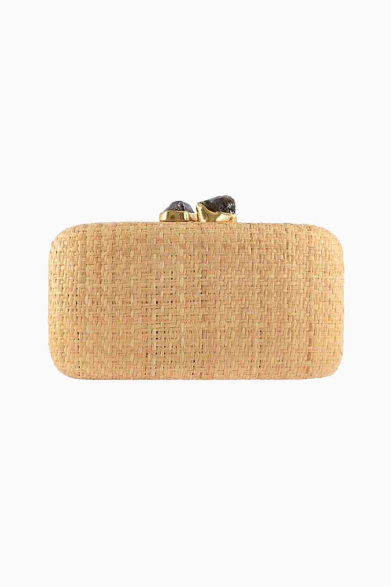 Kayu anna black straw clutch sale