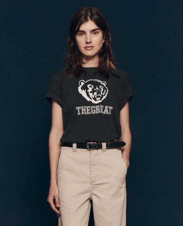 The Great. Boxy Crew Tee with Bear Graphic