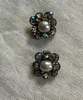 Miriam Haskell Vintage 40s Signed Baroque Pearl Crystal Clip On Ornate Filigree Earrings - Thumbnail 5