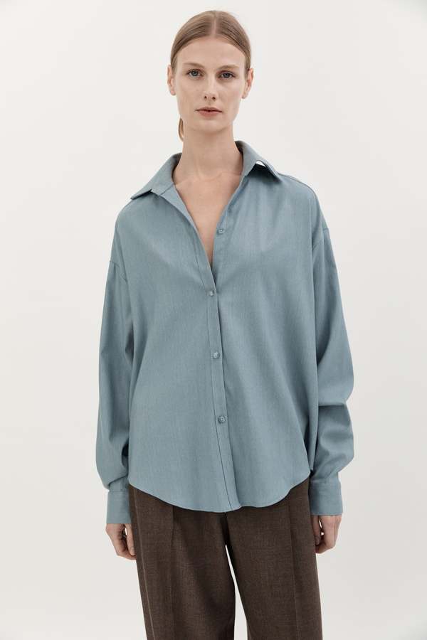 Hyde and Stone Classic Wool Shirt - Sky Blue
