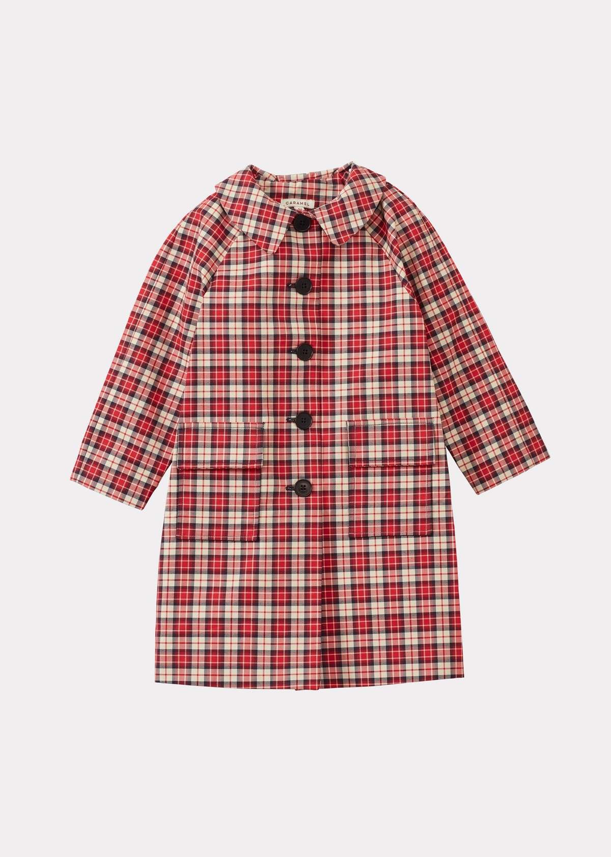Kids Caramel FURZE COAT - RED CHECK | Garmentory