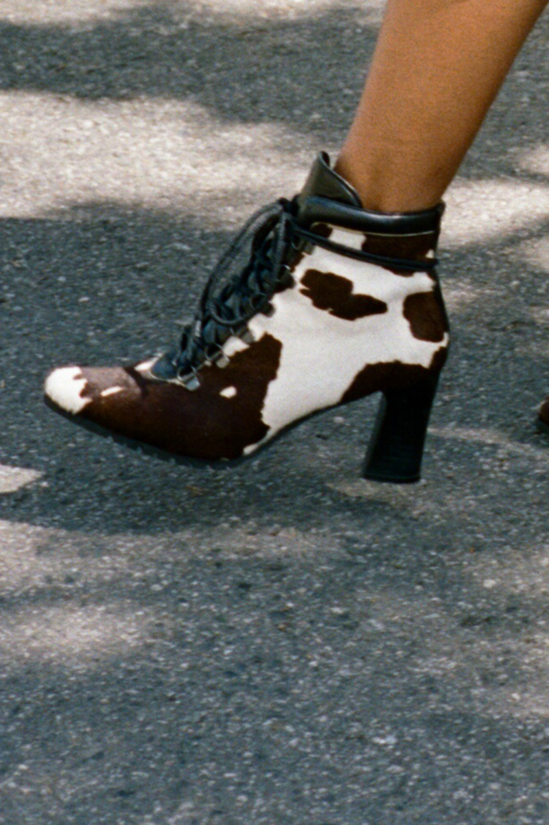 Vintage Donald Pliner Cowhide Ankle Boot Brown/White Garmentory