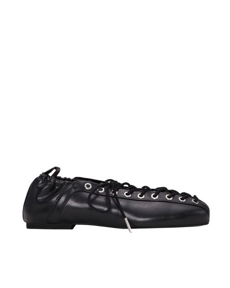 Ganni Soft Square Toe Scrunchie Ballerina - Black | Garmentory