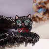 Winona Irene Black Shimmering Cute Kitty Cat Hair Claw with Red Bow Hair Claw - Thumbnail 2