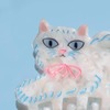 Winona Irene Pretty Kitty White Persian Cat Hair Claw with Pink Bow Hair Claw - Thumbnail 6