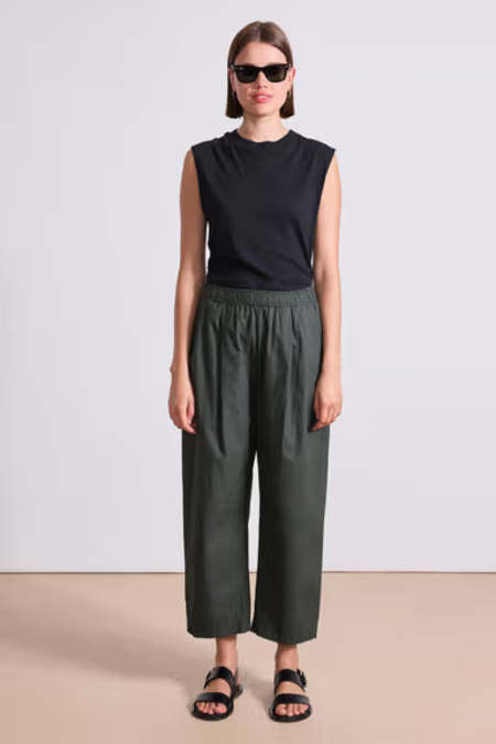 AMOMENTO Black Drawstring Layered Banding Pants - Black