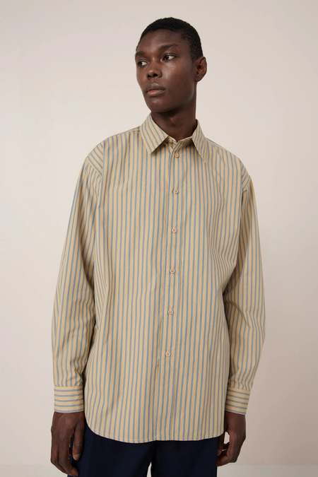 AURALEE／WOOL KID MOHAIR GABARDINE SHIRTS Auralee Wool Kid-Mohair Gabardine Shirt - Dark Olive