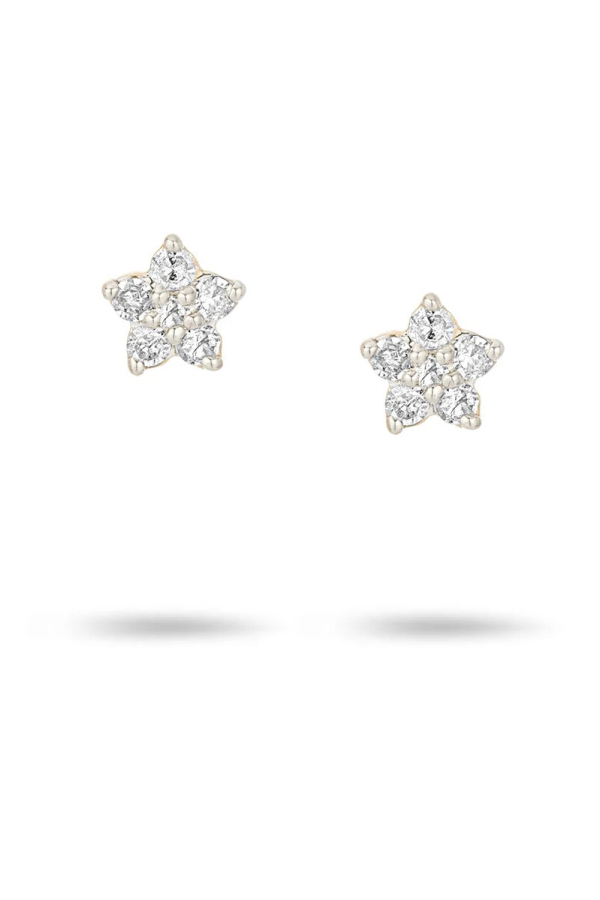 Adina Reyter Paris Super Tiny Diamond Flower Posts Earrings