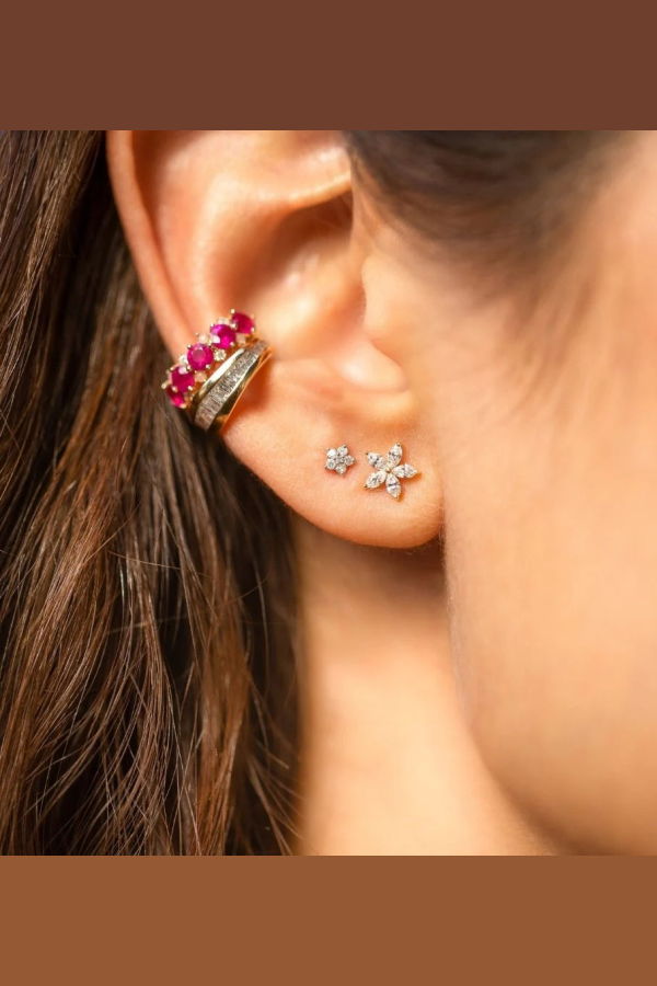 Adina Reyter Paris Super Tiny Diamond Flower Posts Earrings