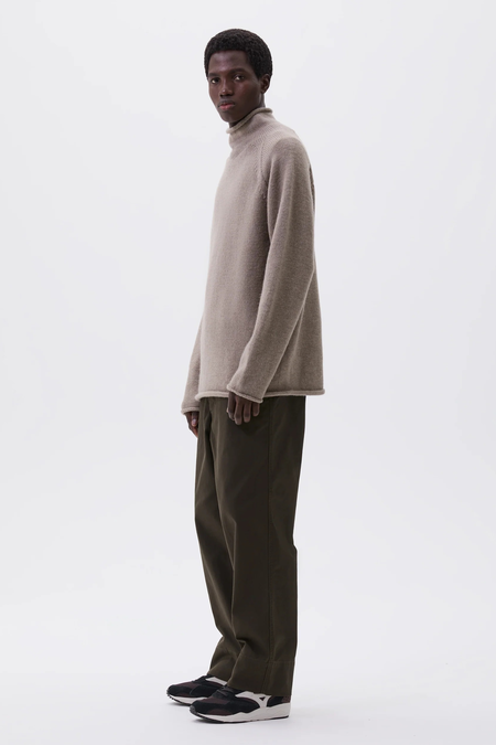 Margaret Howell Wide Belt Loop Puppytooth Wool Linen Trouser