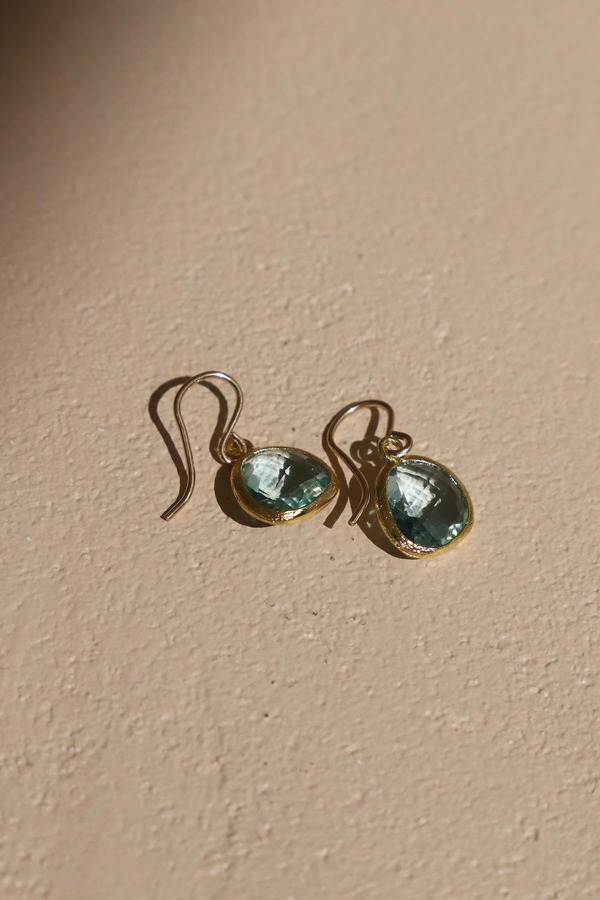 Katie Waltman Jewelry Medium Aquamarine Bezel Earrings