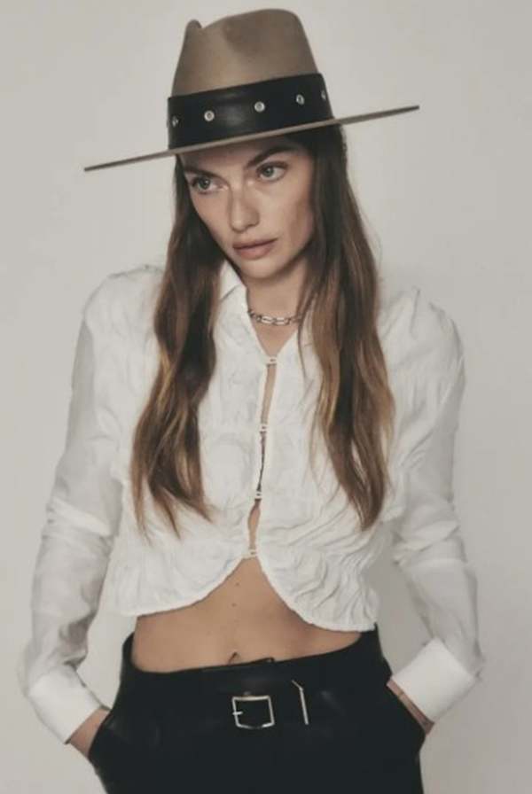 Janessa Leone Bennett Wool Hat - Clay