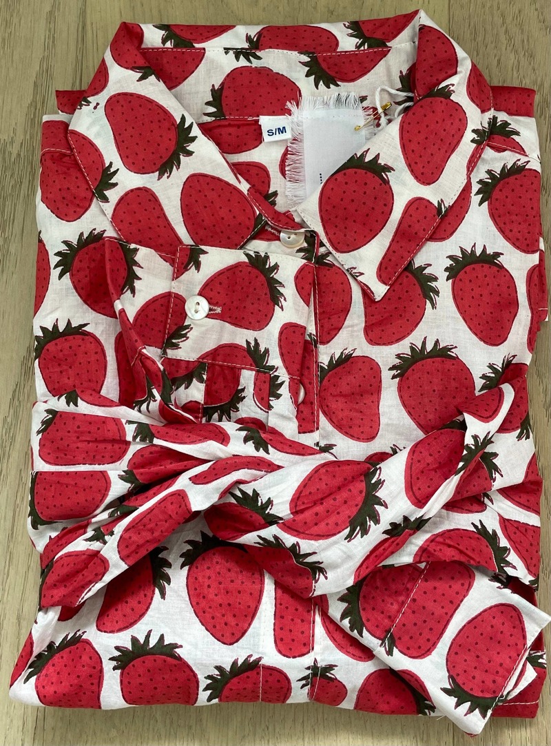 and for Good Good Boyfriend Shirt - Strawberry Print