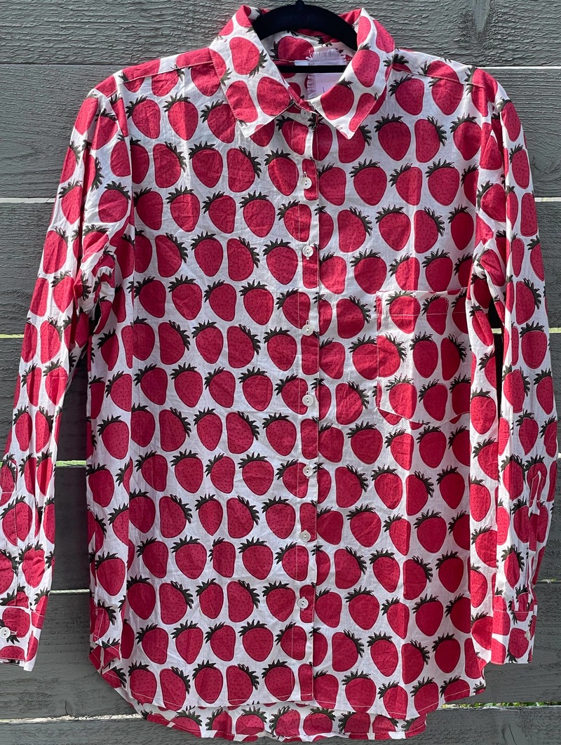 and for Good Good Boyfriend Shirt - Strawberry Print