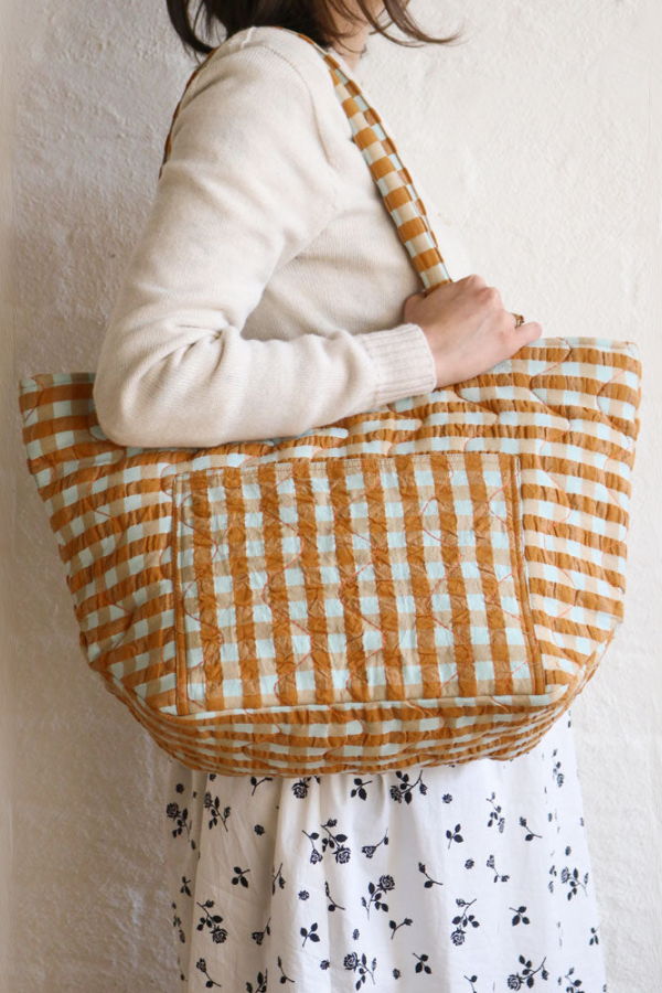 Mosey Me Seersucker Quilted Bag - Honey Blue