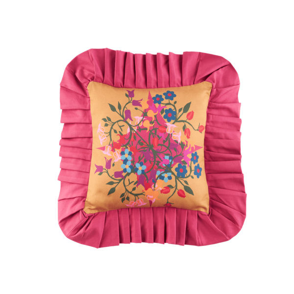 Sophie Williamson Design Ruffled Pillow Cover Blumen Orange