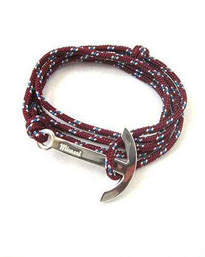 Miansai Modern Silver Anchor And Burgundy Rope Wrap Bracelet Miansai Modern Silver Anchor And Burgundy Rope Wrap Bracelet
