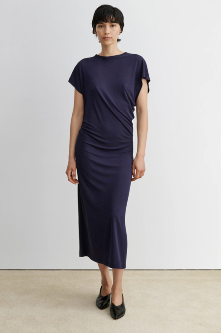 CFCL Pottery Cupro Short Sleeve Dress - Black | Garmentory