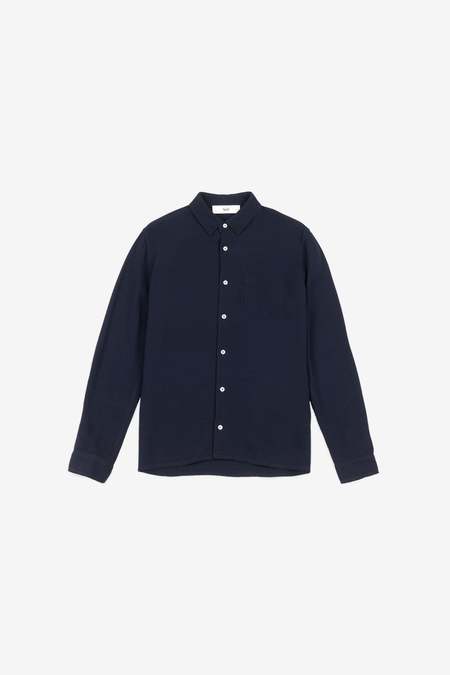 Sefr HAMPUS Shirt ネイビー Séfr Navy Hampus Shirt In Dark Navy | ModeSens