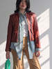 Vintage Leather Jacket - Brick Red - Thumbnail 1