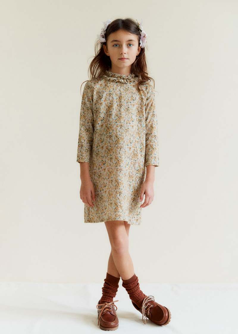 Caramel Flora Girl's Cotton Dress