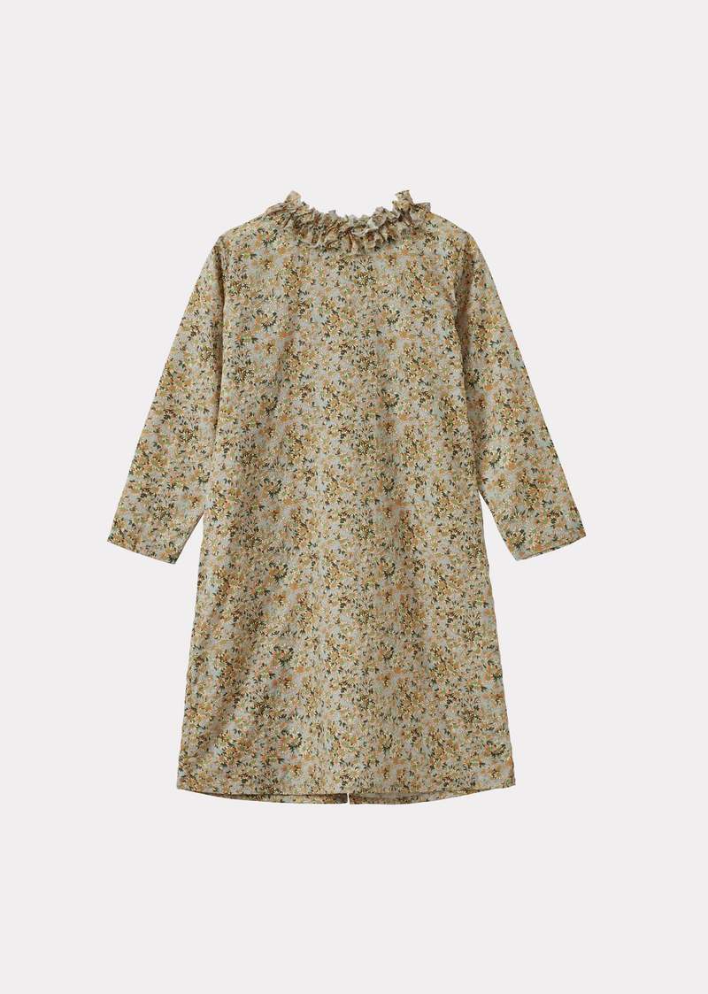 Caramel Flora Girl's Cotton Dress
