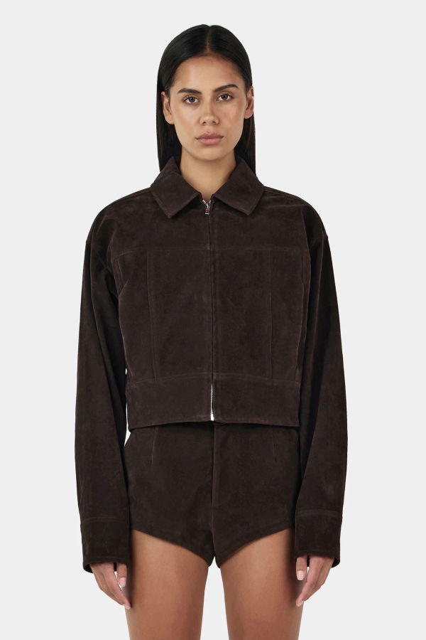 Ownley Gina Suede Bomber Jacket