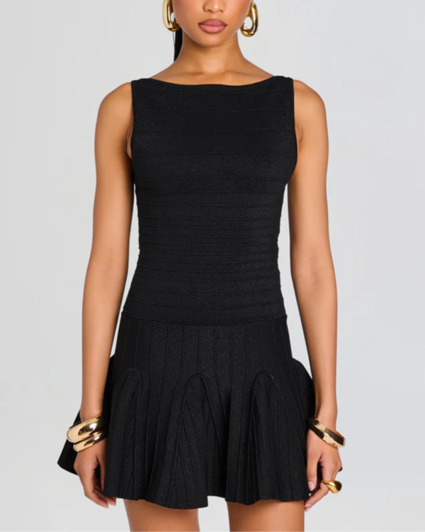 Retrofte Audrina Knit Dress - Metallic Black