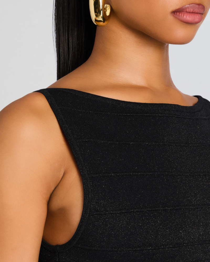 Retrofte Audrina Knit Dress - Metallic Black