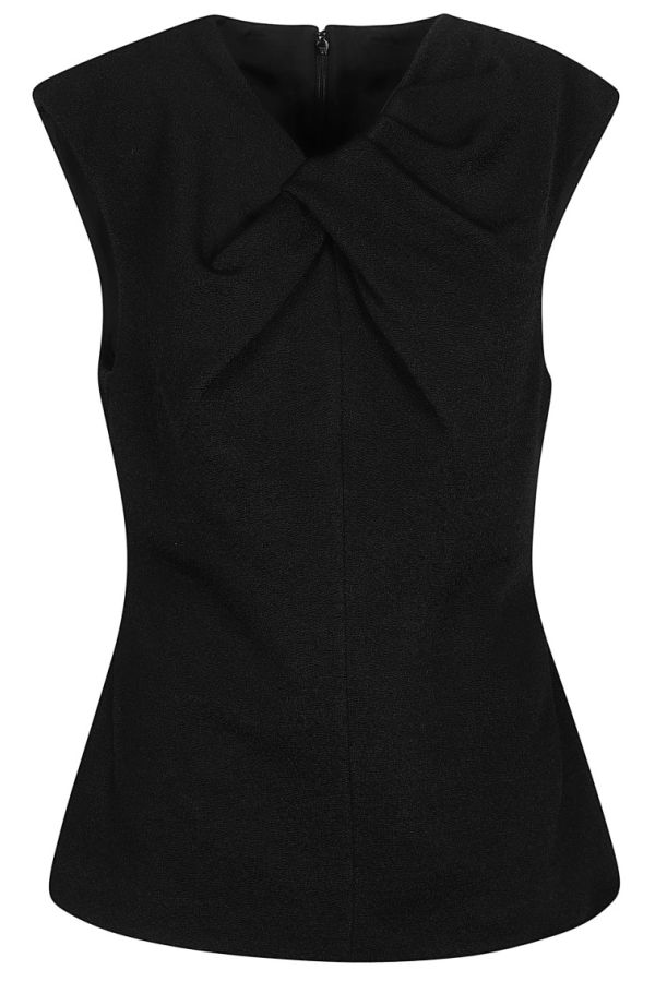 Jil Sander Sleeveless Draped Collar Top - Black