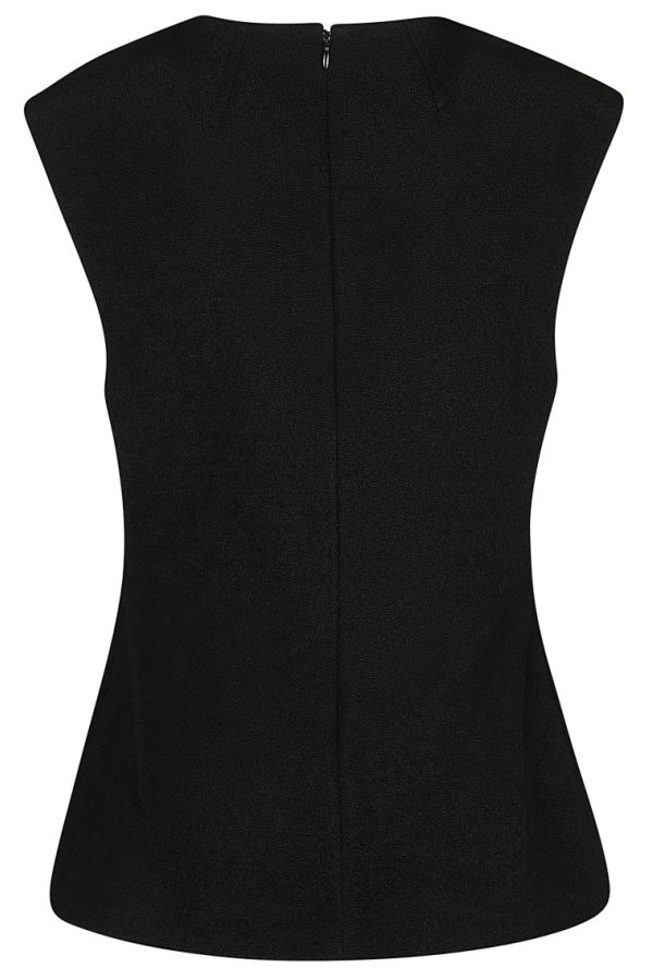 Jil Sander Sleeveless Draped Collar Top - Black