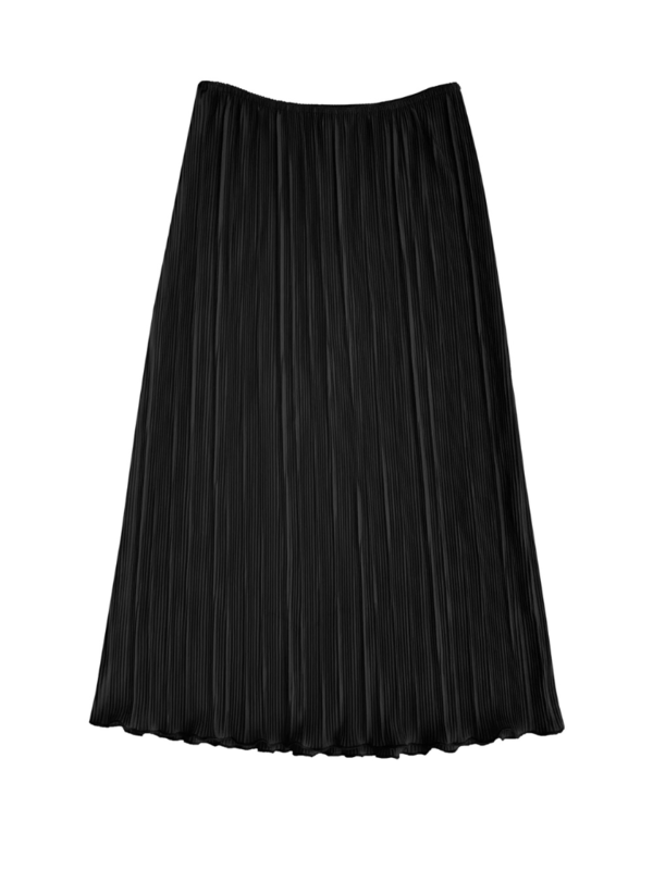 Ali Golden Pleated Slim Midi Skirt
