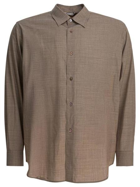 Auralee WASHED FINX TWILL BIG HALF SLEEVED SHIRTS - TOP