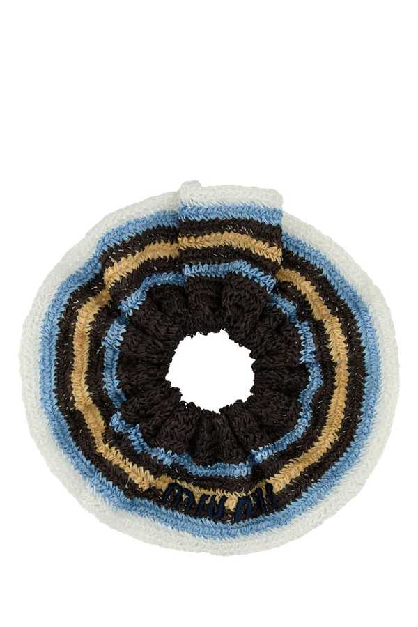 MIU MIU Embroidered Raffia Scrunchie - CACAOCELESTENAT