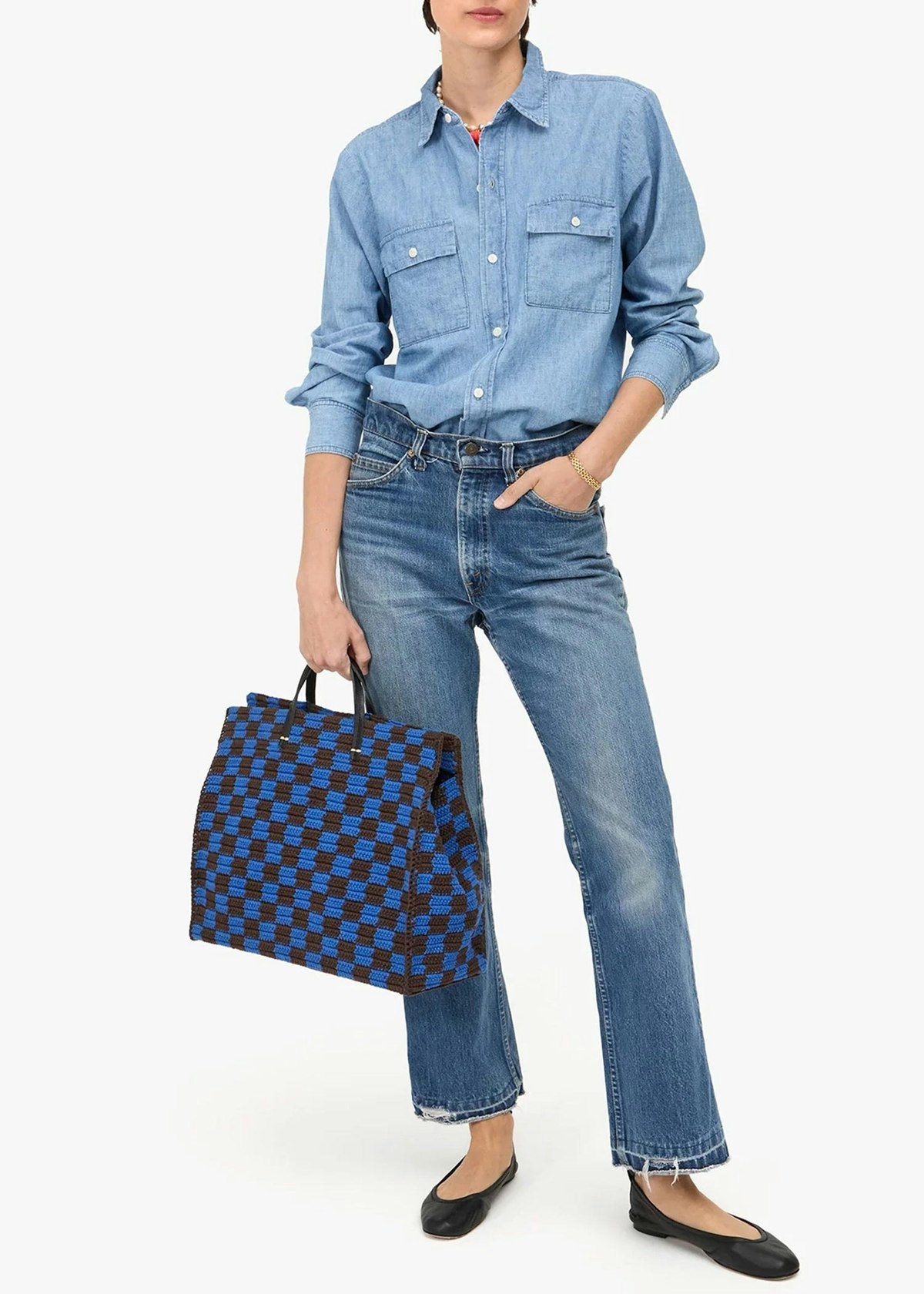 Clare V. Summer Simple Tote - Blue - Image 4 of 5