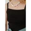 Donni. Pointelle Square Neck Tank - Jet - Thumbnail 2
