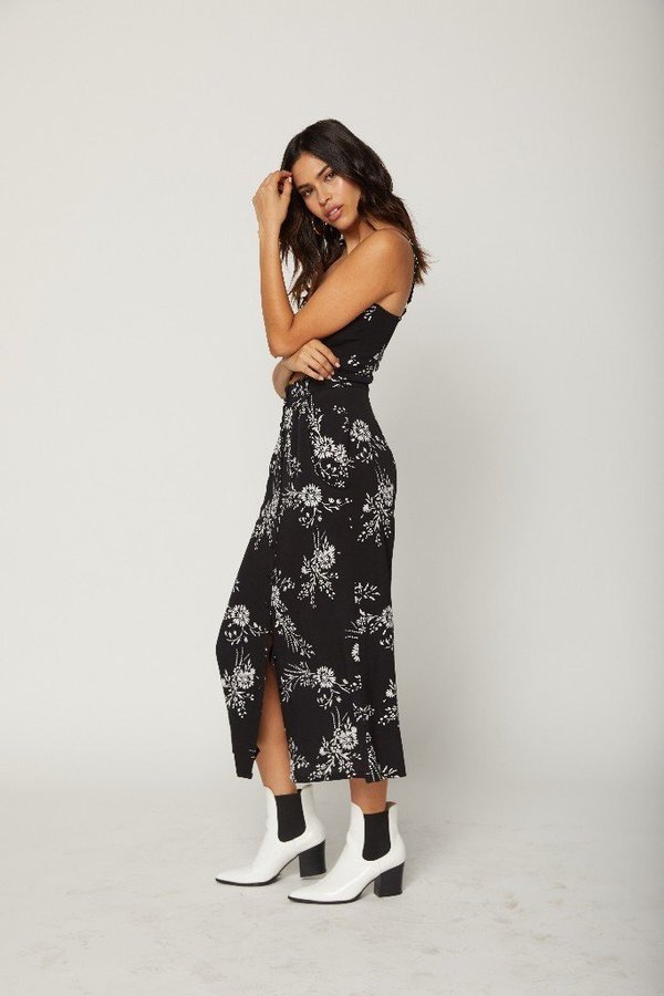 structured dress midi You Already Know Black Cotton Bustier Bodice Midi Dress