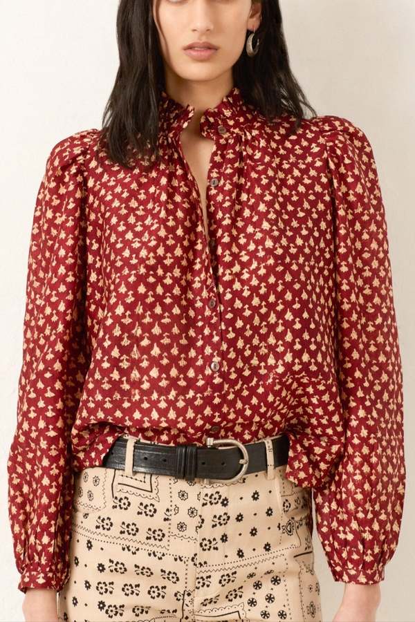 Alix Of Bohemia Annabel Mahogany Bhutti Shirt - Red Mahogany