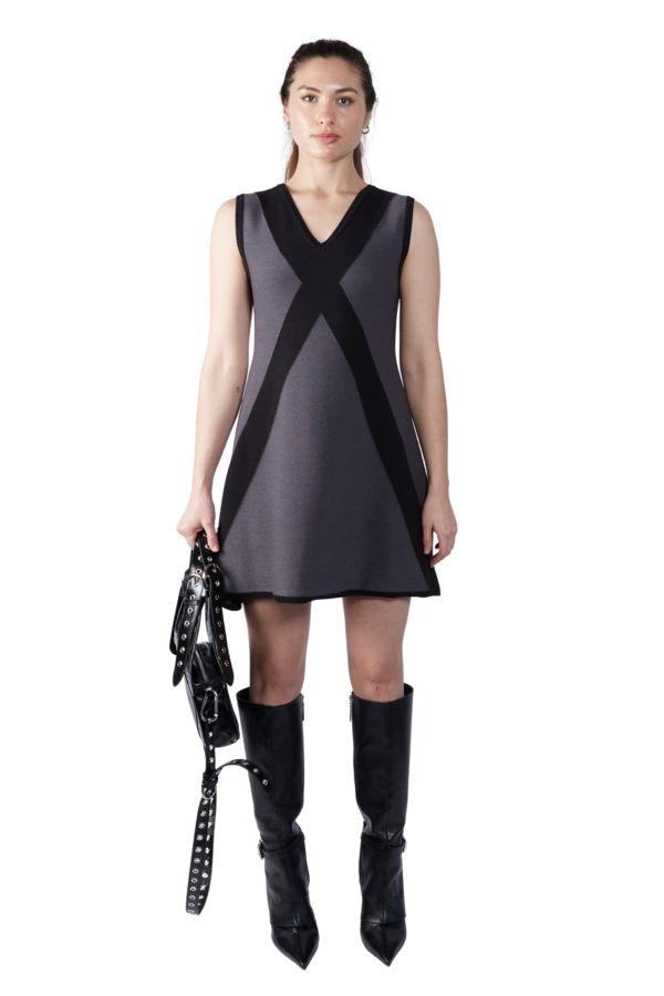 FANG NYC Cross V Neck Dress - Black