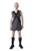FANG NYC Cross V Neck Dress - Black - Thumbnail 4