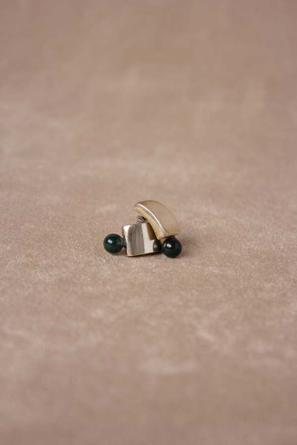 Vintage Agate Mexican Earrings - Green/Sterling Silver