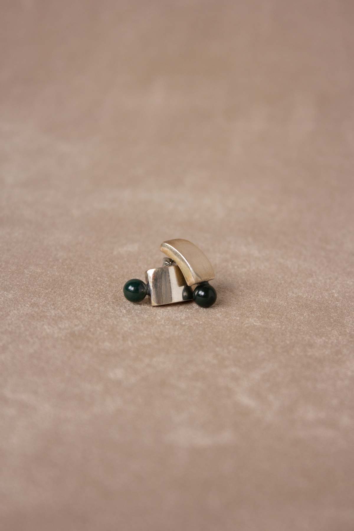 Vintage Agate Mexican Earrings - Green/Sterling Silver - Image 1 of 6